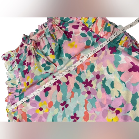 Kate Spade New York Feminine Preppy Colorful Floral Ruffle Sleeveless Blouse S - Picture 4 of 7